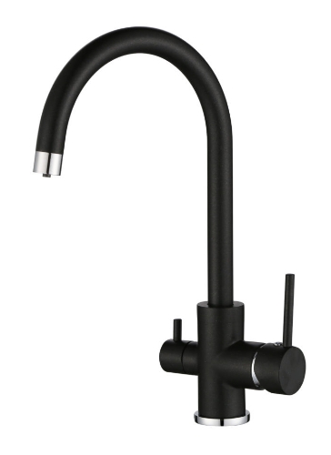 Attēls Ūdens maisītājs virtuves izlietnei Helika Sabiaduo filtrētam ūdenim, 601 black metallic