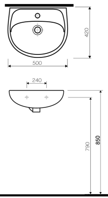 Attēls Izlietne KOLO SOLO 500 x 420 mm, balta