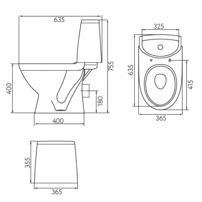 Picture of WC RUNA horizontal 3/6L+SOFT CLOSE seat covet