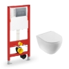 Picture of Installation VENTO 5 in 1 set - Hugge toilet with SC seat white, built-in frame 500X165mm, h=1125mm, chrome button, fasteners, gasket