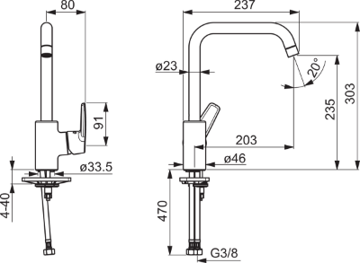 Picture of Kitchen sink faucet Saga with high spout
