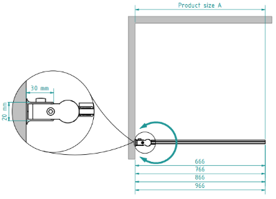 Picture of Bath screen Brasta Maja 70, h-1500 mm, chrome profile, transparent glass 6 mm