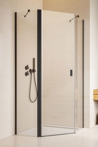 Picture of Shower enclosure Nes Black PTJ 100x100, h-2000 mm, black profile, transparent glass, left side