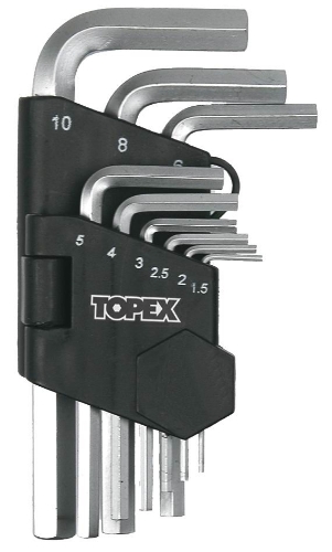 Picture of Hex key set 9 pcs., CrV, long