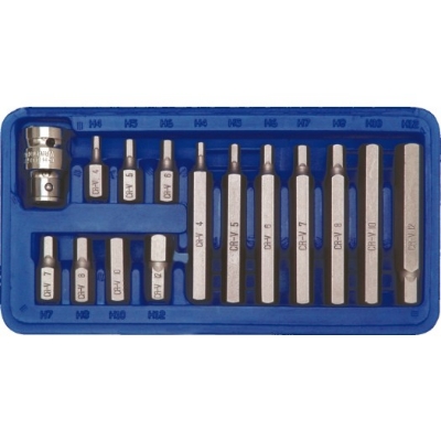 Изображение Комплект насадок HEX CrV 6150, 15 шт.