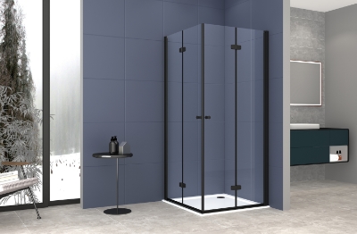 Attēls Dušas stūris Vento Sanremo Black 90X90X195 bez paliktņa, stikls 6mm  Easy Clean