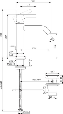 Picture of Washbasin  mixer Joy, Silver storm color