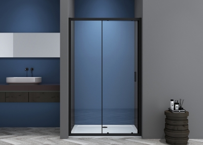 Изображение Душевая дверь VENTO Asti 100X195 см, прозрачное стекло 6mm Easy Clean, черный профиль