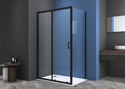 Изображение Душевая дверь VENTO Asti 100X195 см, прозрачное стекло 6mm Easy Clean, черный профиль