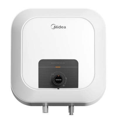 Изображение Водонагреватель Midea Lume Xpress 15L над раковиной