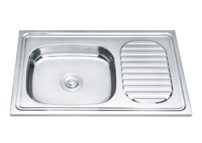 Picture of Stainless steel sink TREDI 75X40 left embossed silver topmount