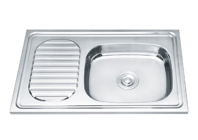 Picture of Stainless steel sink TREDI 75X40 right embossed silver topmount