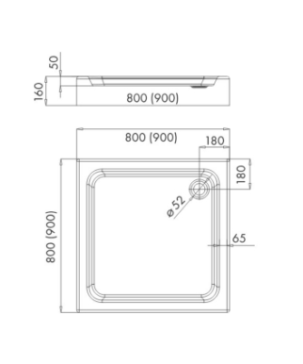 Picture of Shower tray Vento Square Black 80X80X16
