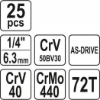 Attēls Uzmaucamo galviņu komplekts  1/4'' 25 gab.