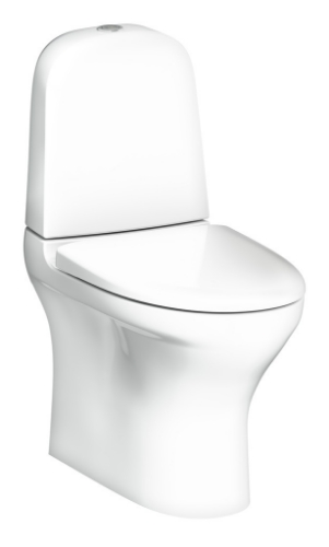 Attēls Tualetes pods Gustavsberg Estetic 8300, universāls izvads, Hygienic Flush, 2/4 l, ar SC/QR vāku, līmēšanai, C+ pārklājums, balts