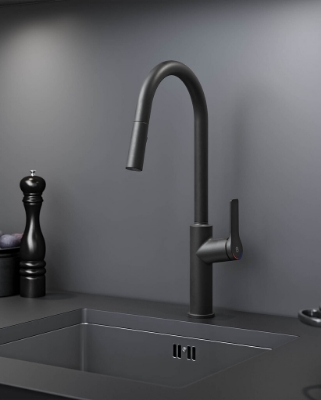Picture of Kitchen mixer Gustavsberg Epic, with pull out handshower, matt black
