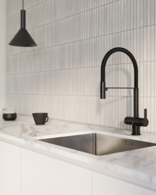 Picture of Kitchen mixer Gustavsberg Estetic Duo, with sensor, pull-of spout, matt balck