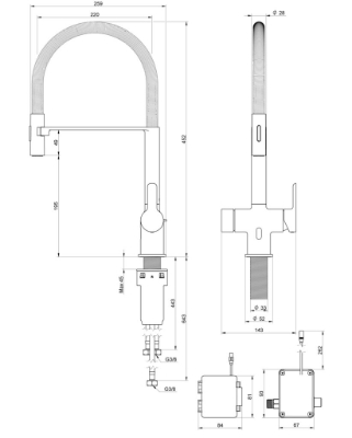 Picture of Kitchen mixer Gustavsberg Estetic Duo, with sensor, pull-of spout, matt balck