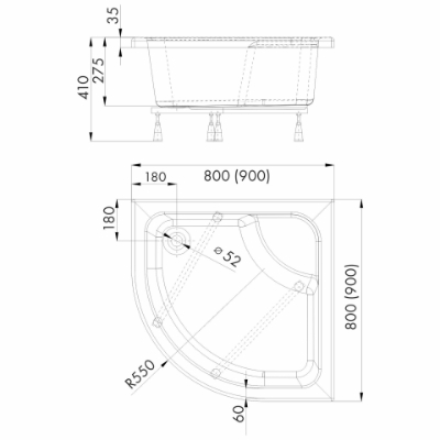 Picture of Shower tray SCHAEDLER Standart L 80x80x41cm R55