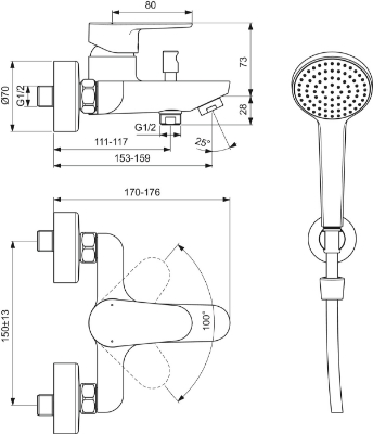 Picture of Bath and shower faucet Cerafine IdealStandard black