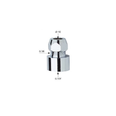 Picture of Compression nipple 1/2'F x 10  chrome